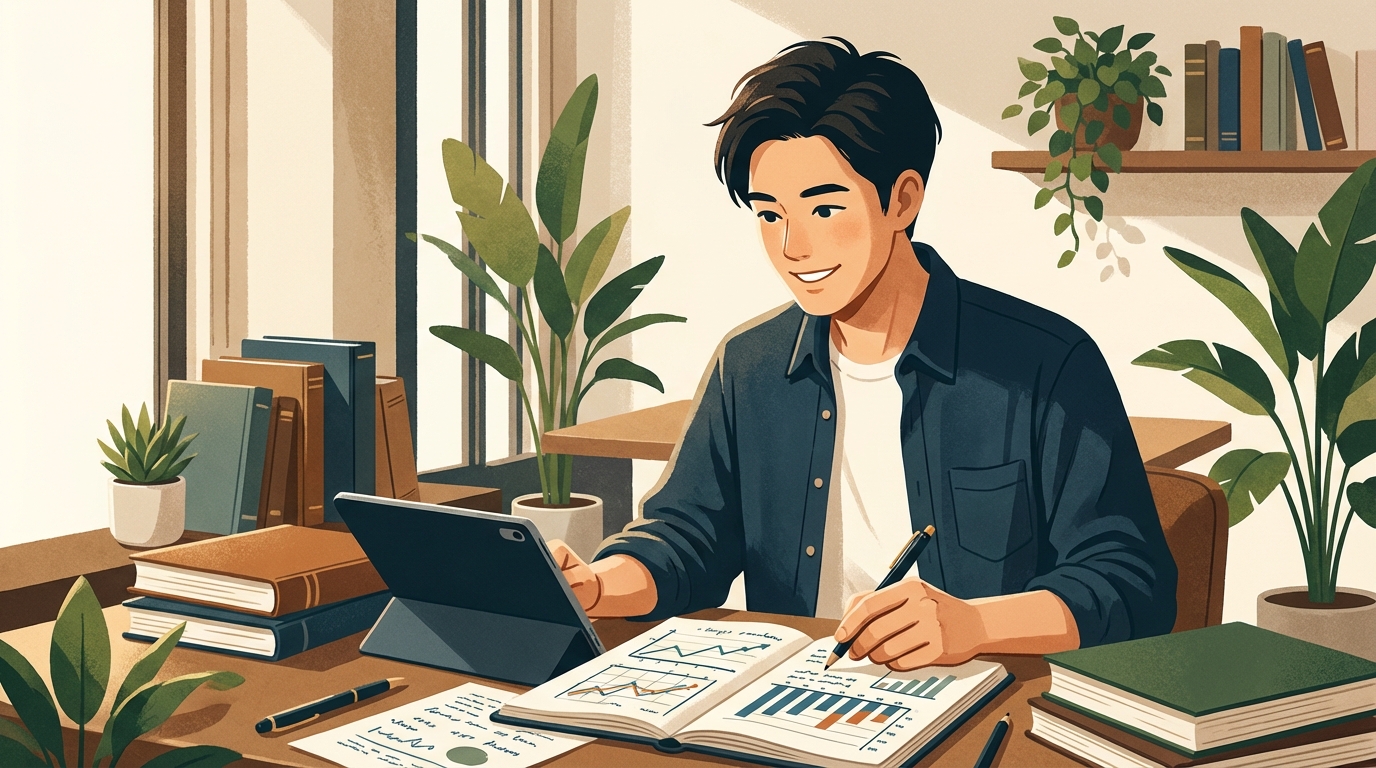 グラフで成長を確認している様子