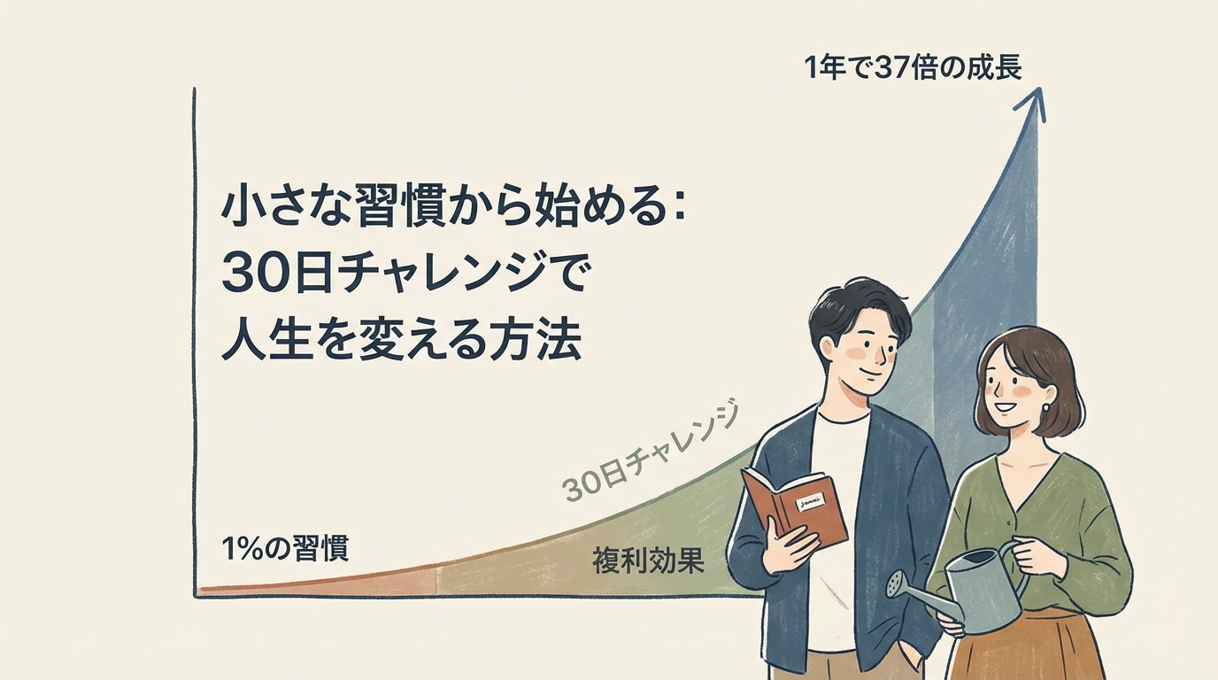 複利効果を示すグラフ（1%の成長が1年で37倍になるイメージ）