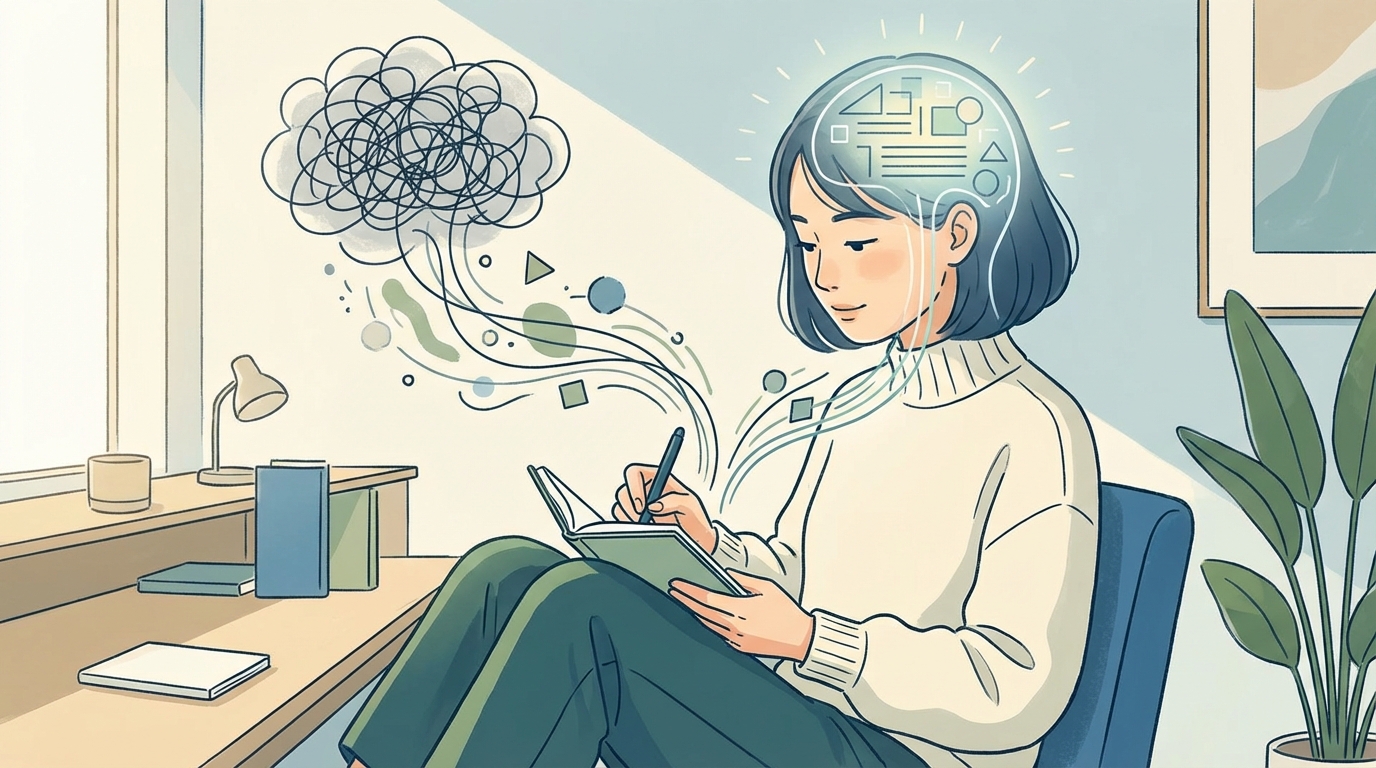 思考を書き出してクリアになった頭のイメージ図