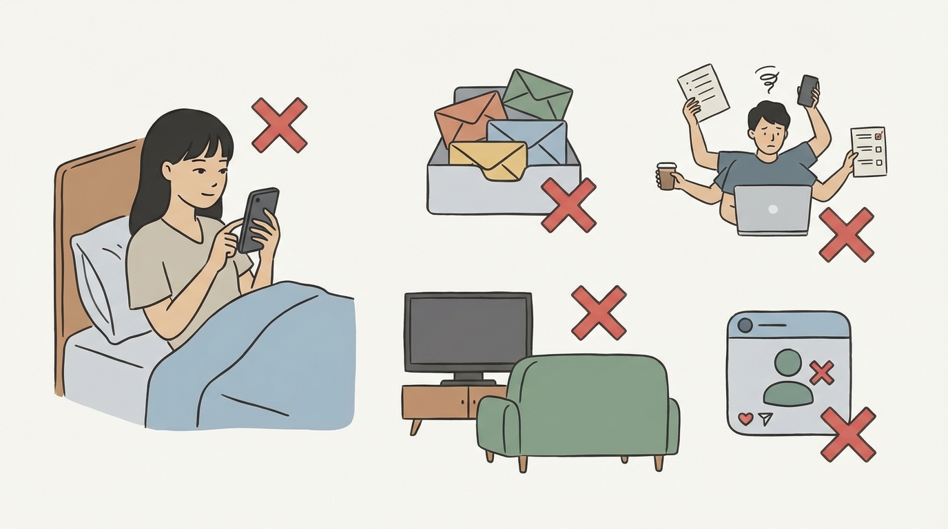 日常のさまざまなシーンを表すアイコンイラスト