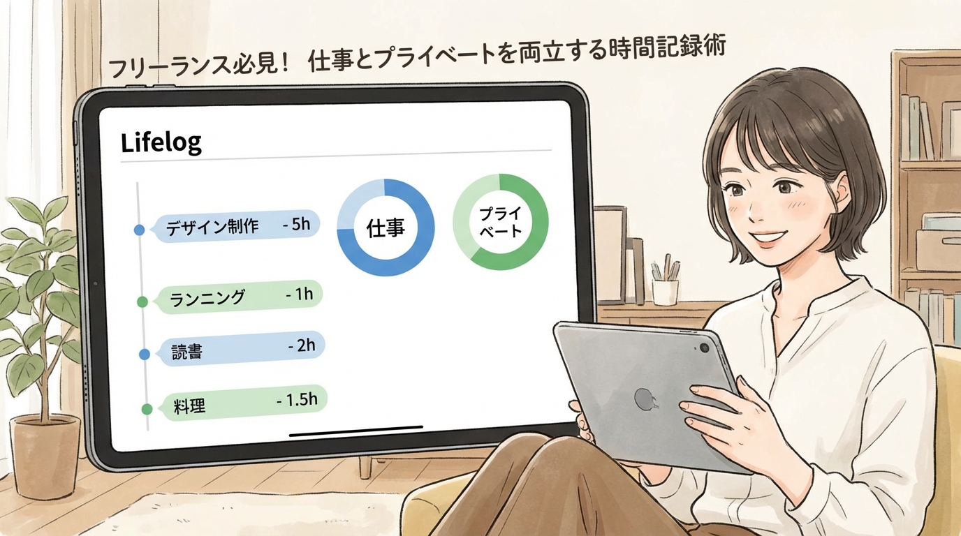 Lifelogアプリの時間記録画面のイメージ