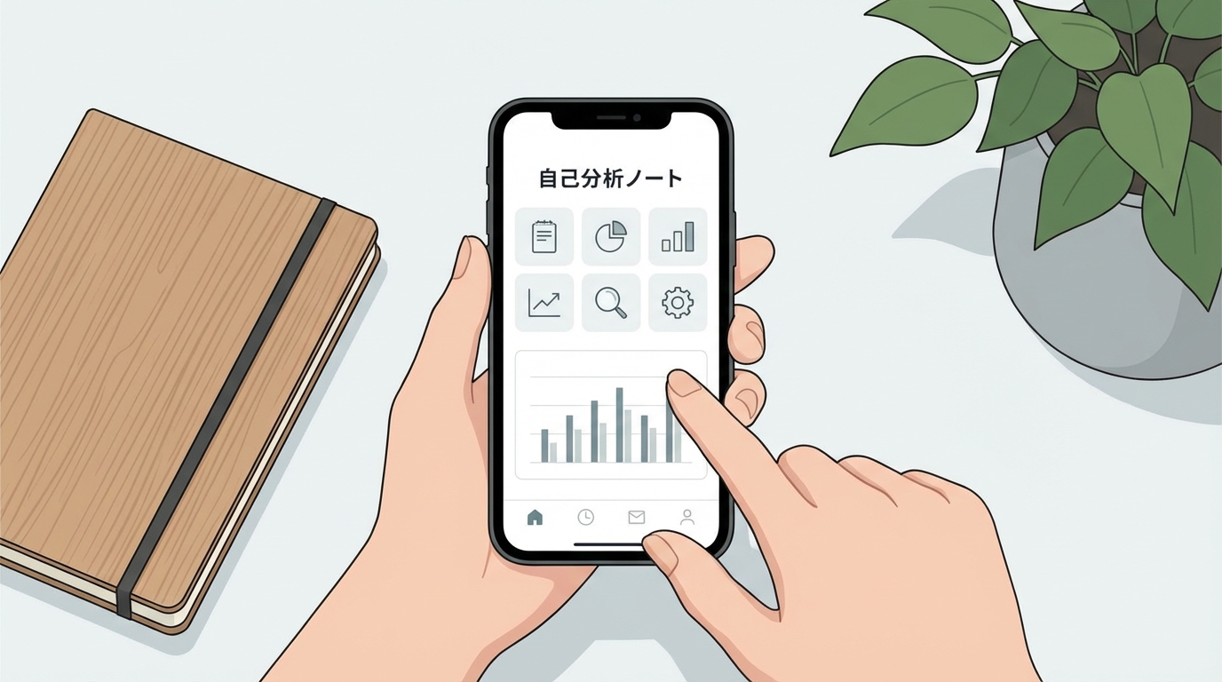スマートフォンでアプリを操作する手元