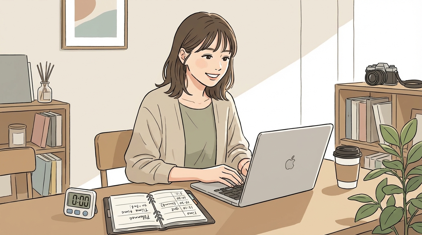 ノートパソコンで作業するフリーランスの様子