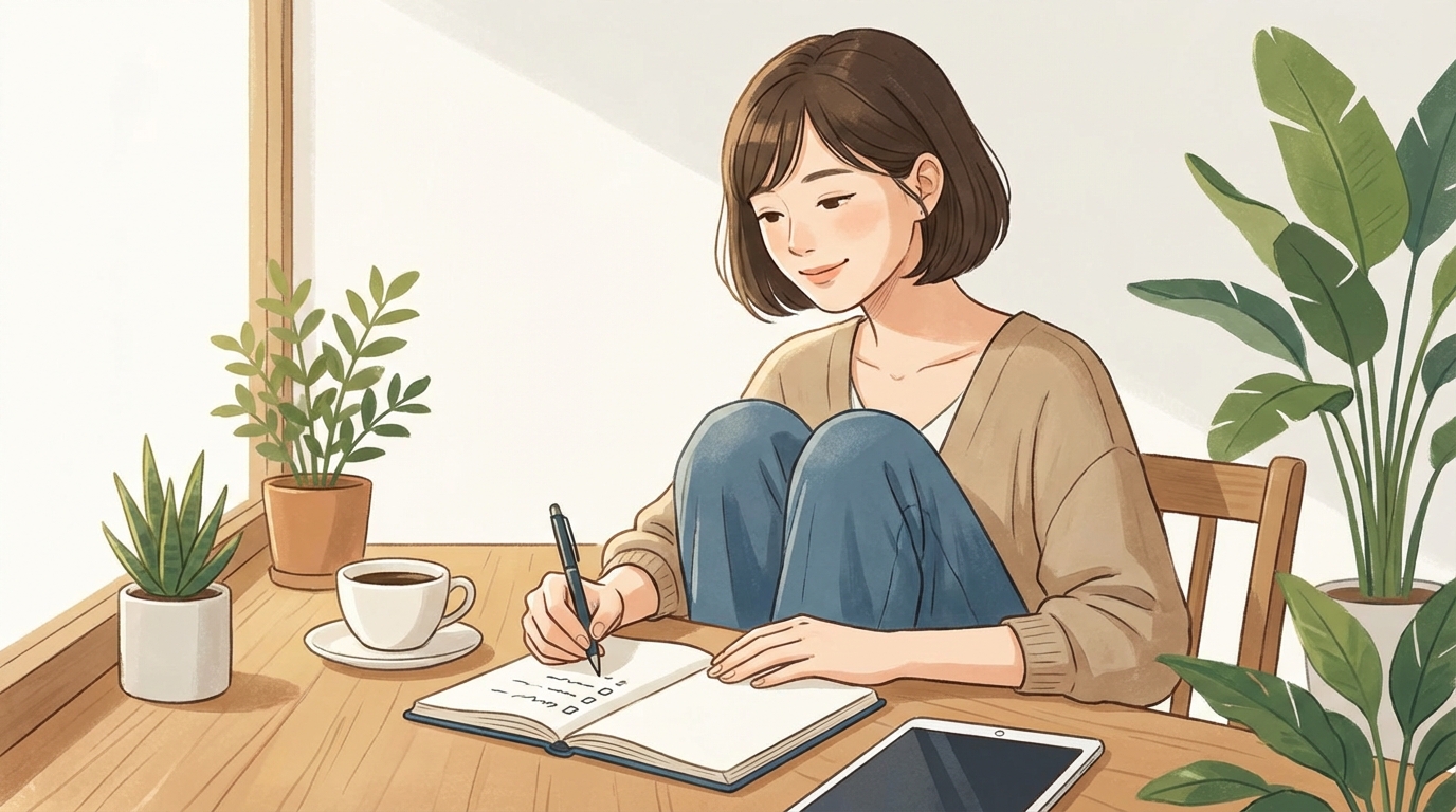 やりたいことリストを書いている女性のイメージ写真