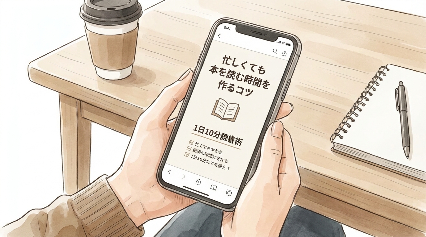 スマートフォンで電子書籍を読んでいる手元