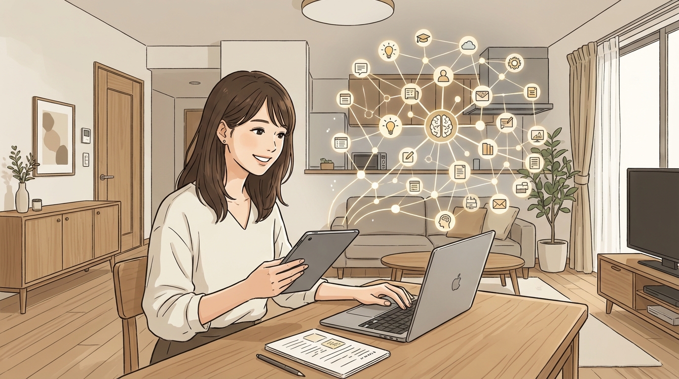 デジタルノートアプリを使ってスマートに情報整理するイメージ