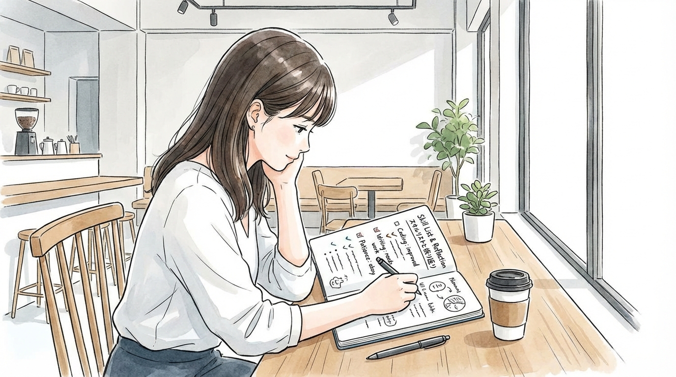 スキルリストを書いているノートのイメージ