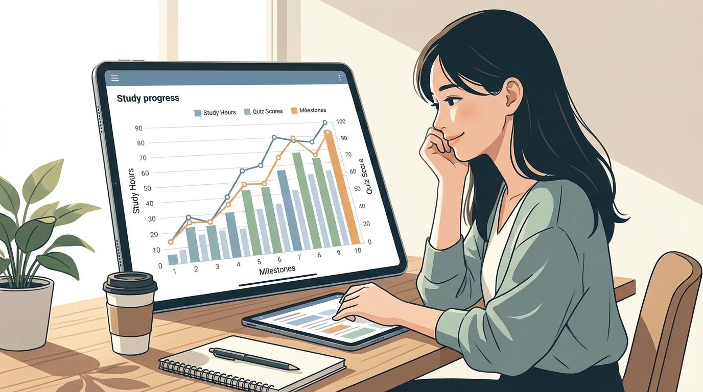 勉強の進捗をグラフで可視化している画面