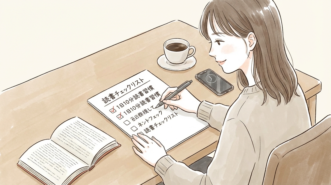 チェックリストとペンが置かれたデスク